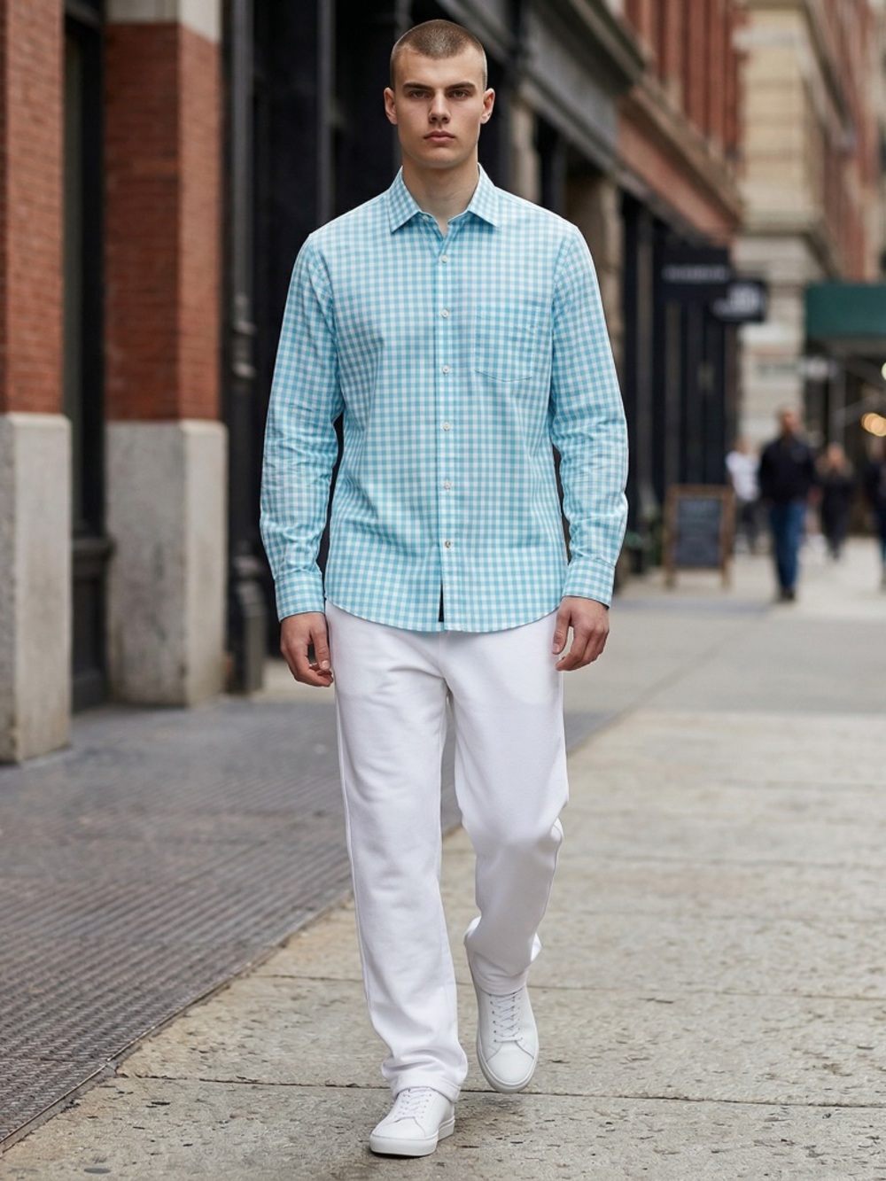 UNTUCKit Mint Blue Gingham Button-Down Shirt